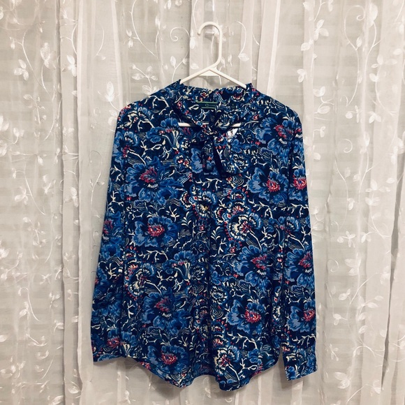C. Wonder Tops - C. Wonder Neck Tie Floral Blouse